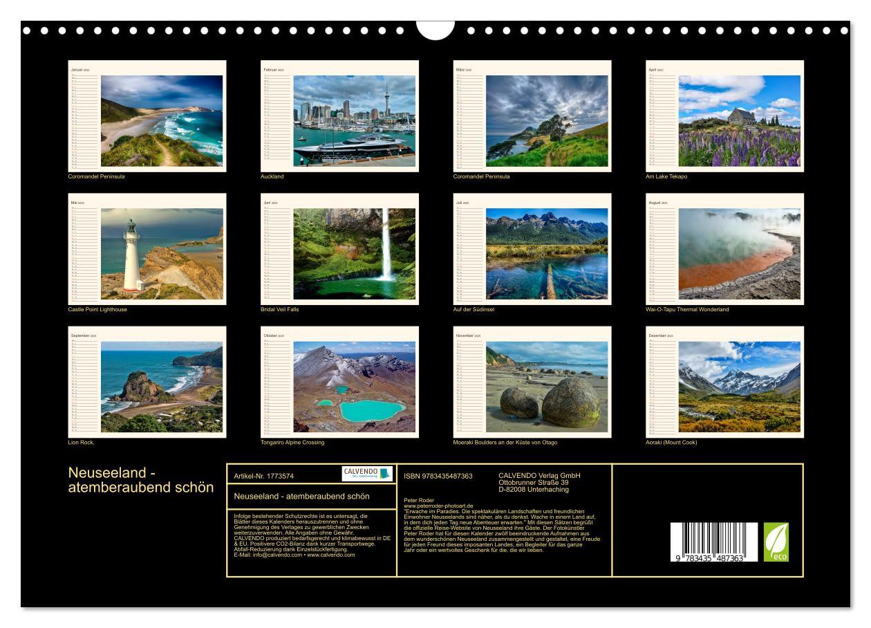 Bild: 9783435487363 | Neuseeland - atemberaubend schön (Wandkalender 2025 DIN A3 quer),...