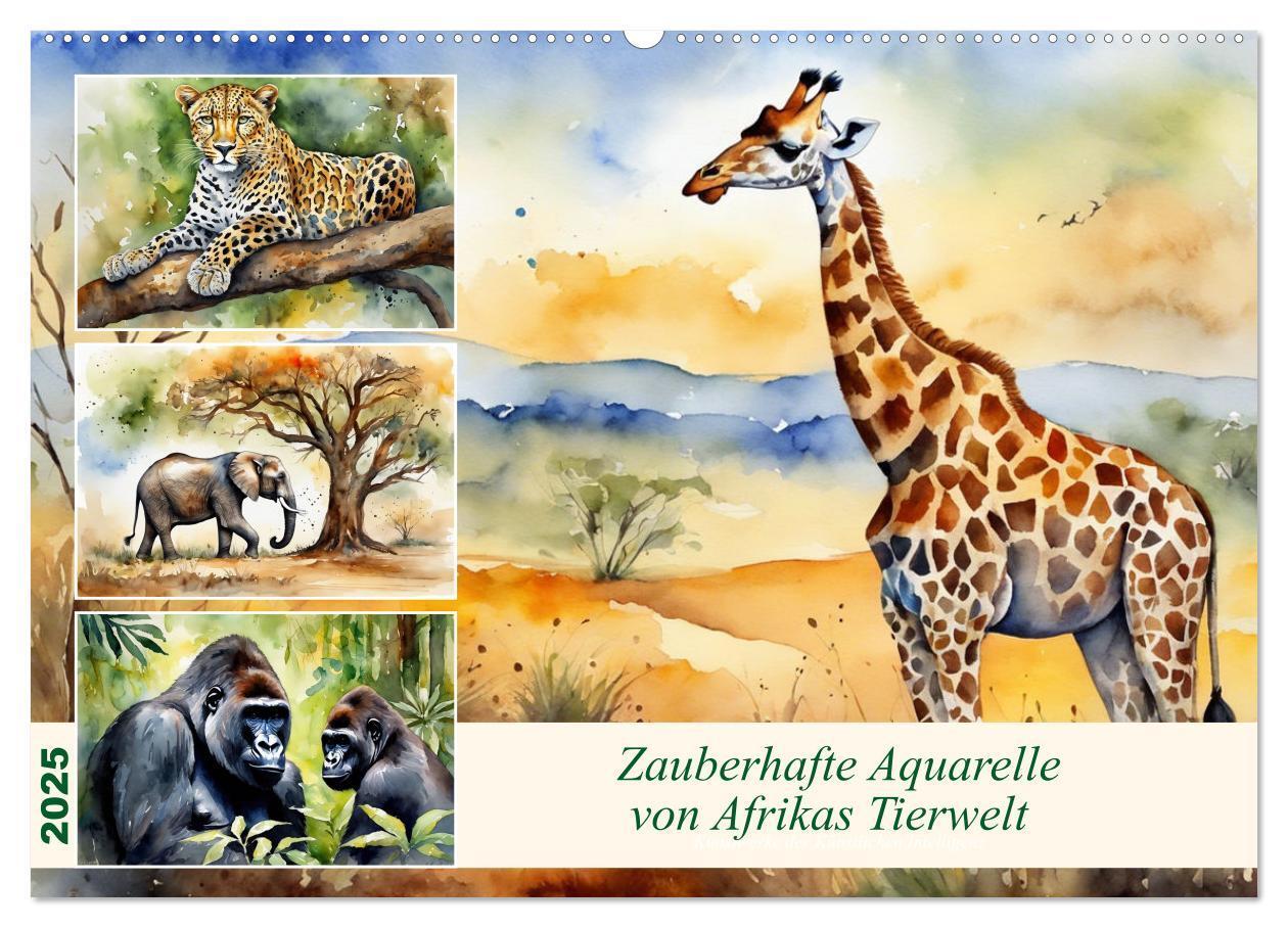 Cover: 9783383805844 | Zauberhafte Aquarelle von Afrikas Tierwelt (Wandkalender 2025 DIN...