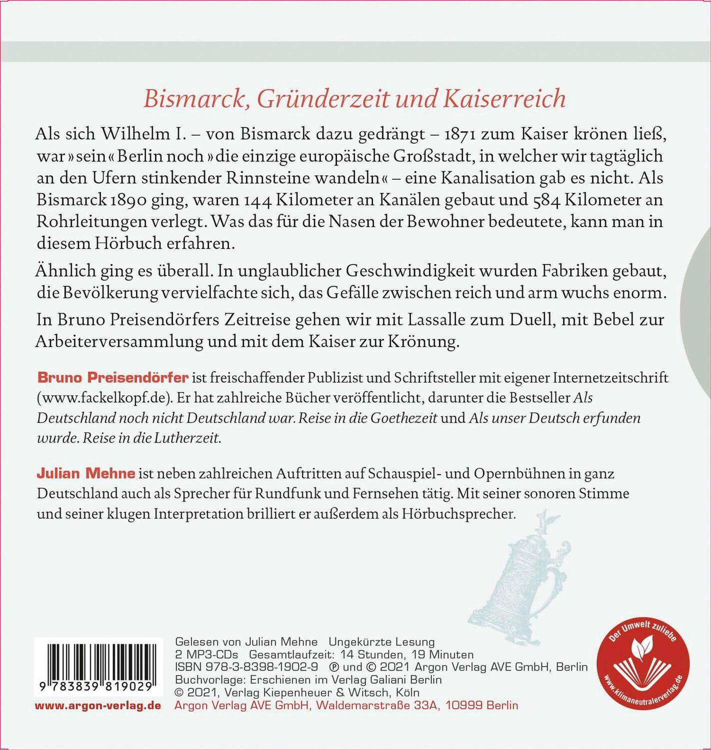 Rückseite: 9783839819029 | Als Deutschland erstmals einig wurde | Reise in die Bismarckzeit | MP3