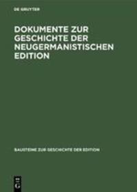 Cover: 9783484297012 | Dokumente zur Geschichte der neugermanistischen Edition | Nutt-Kofoth