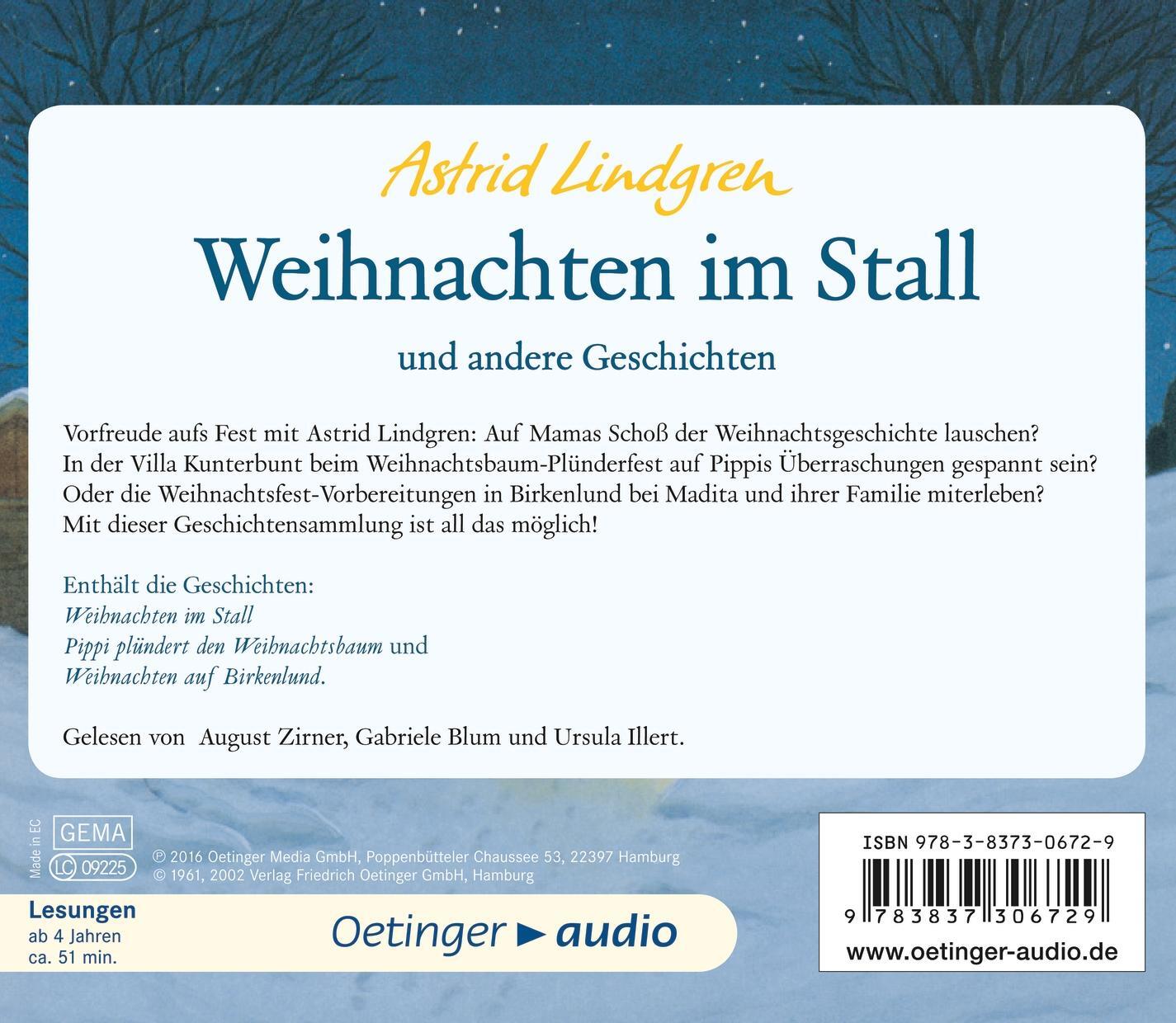 Rückseite: 9783837306729 | Weihnachten im Stall und andere Geschichten (CD) | Astrid Lindgren