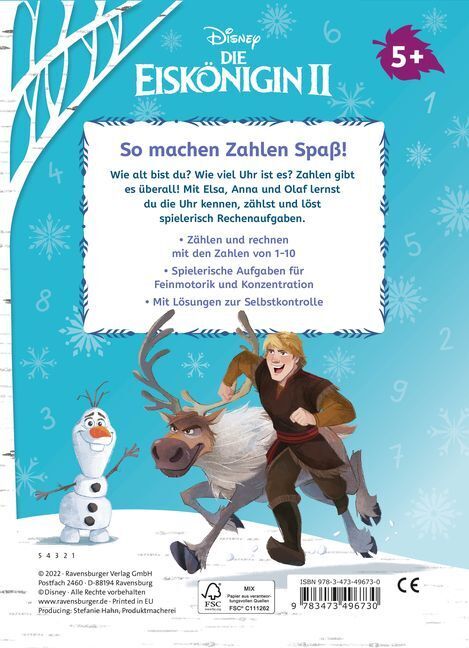 Bild: 9783473496730 | Disney Die Eiskönigin 2 Mein Vorschulblock Zählen und Rechnen -...
