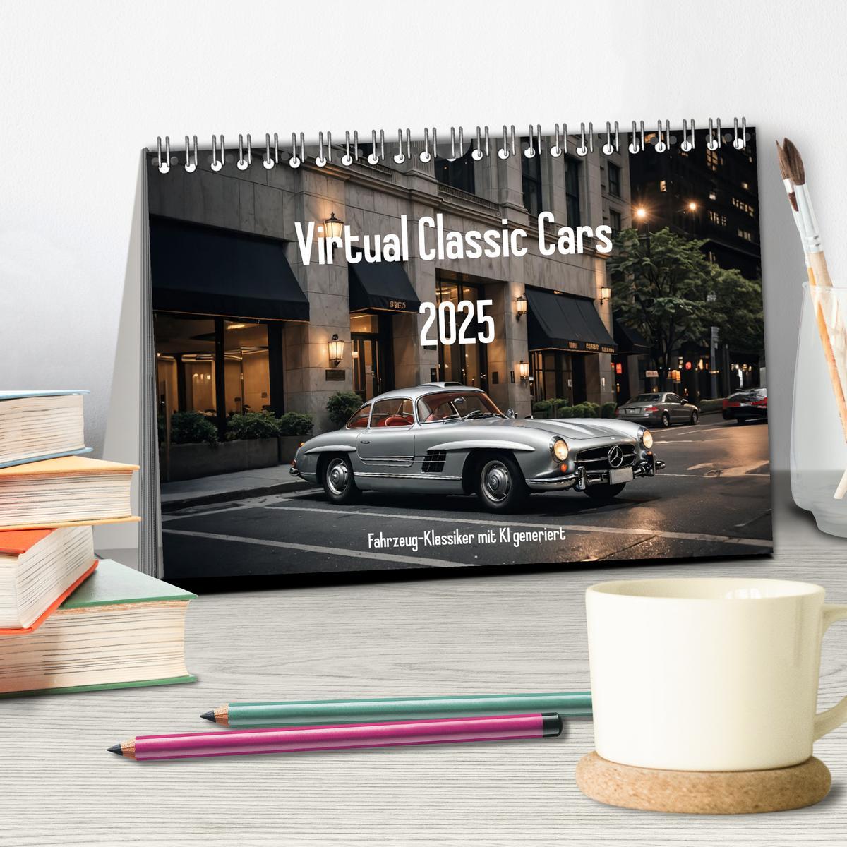 Bild: 9783457137635 | Virtual Classic Cars (Tischkalender 2025 DIN A5 quer), CALVENDO...