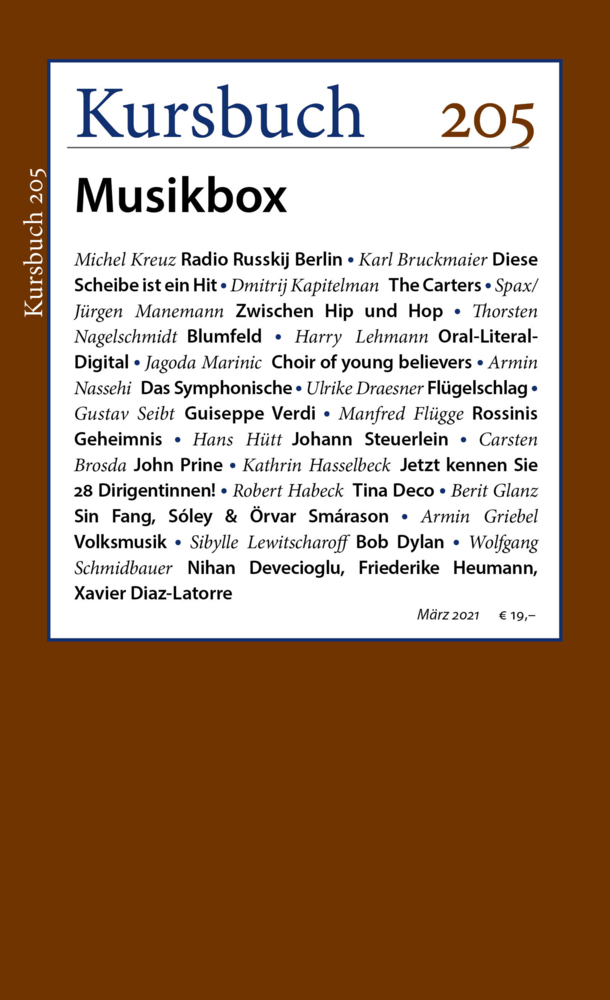 Cover: 9783961962020 | Kursbuch 205 | Musikbox | Armin Nassehi (u. a.) | Taschenbuch | 2021