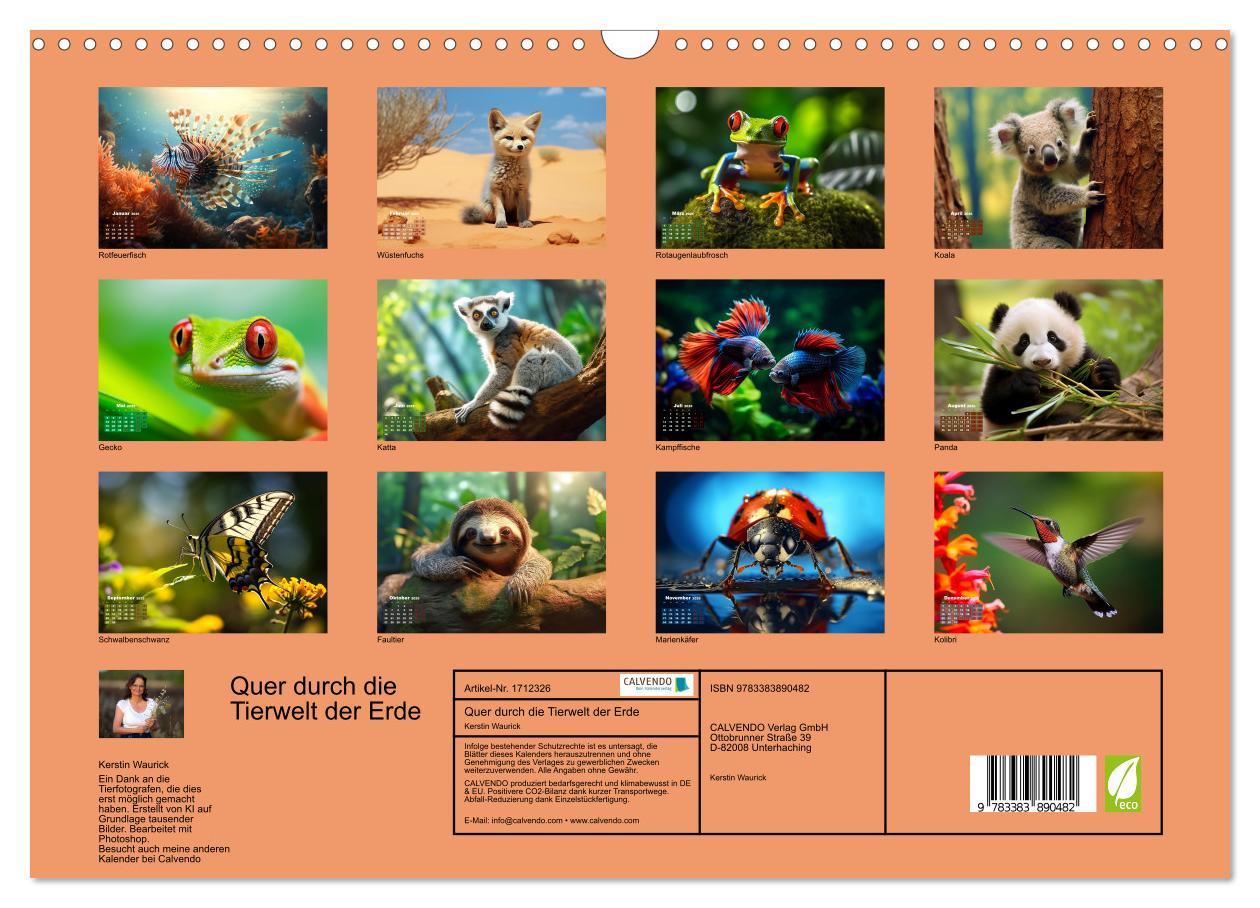 Bild: 9783383890482 | Quer durch die Tierwelt der Erde (Wandkalender 2025 DIN A3 quer),...