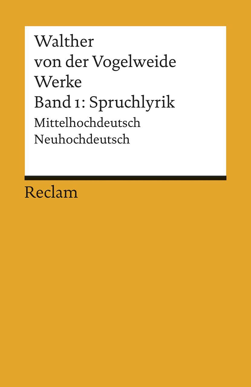 Cover: 9783150008195 | Werke 1. Spruchlyrik | Walther von der Vogelweide | Taschenbuch | 1994