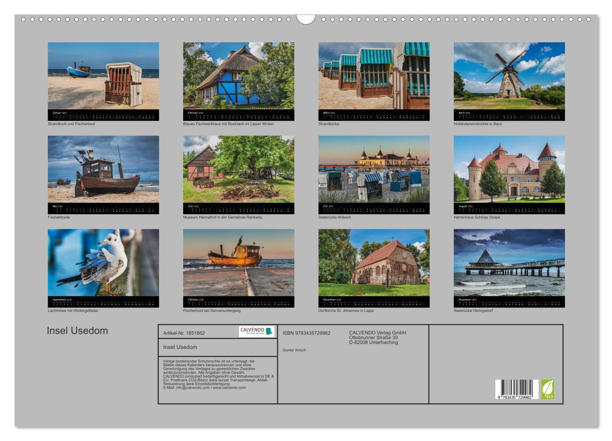 Bild: 9783435729982 | Insel Usedom (Wandkalender 2025 DIN A2 quer), CALVENDO Monatskalender