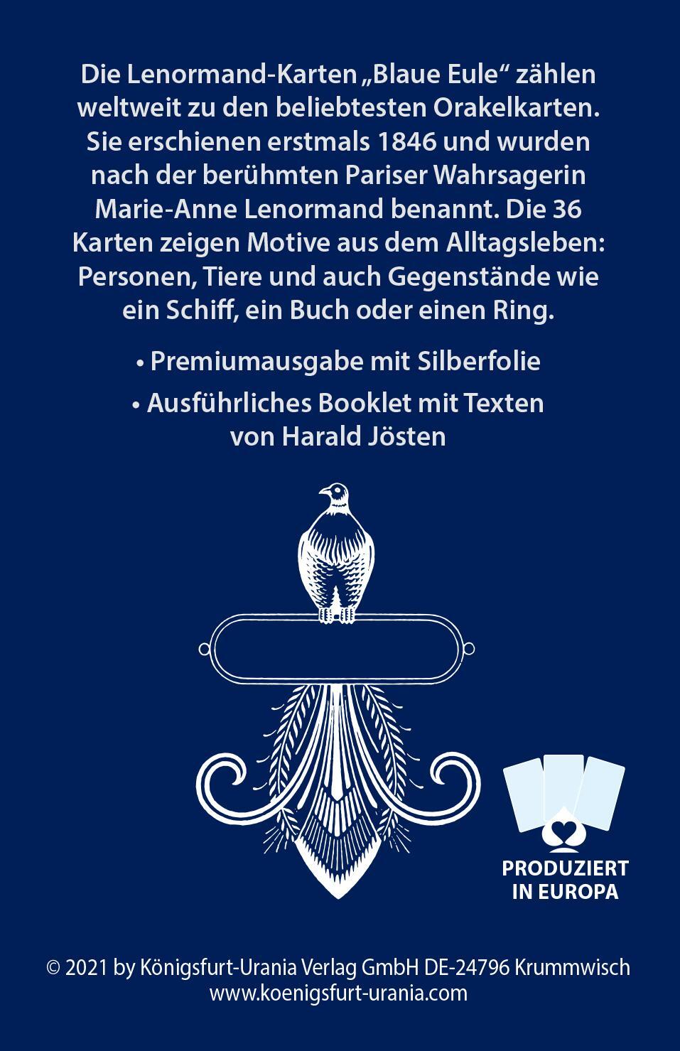 Rückseite: 9783868267822 | Lenormand Blaue Eule | Harald Jösten | Taschenbuch | 96 S. | Deutsch