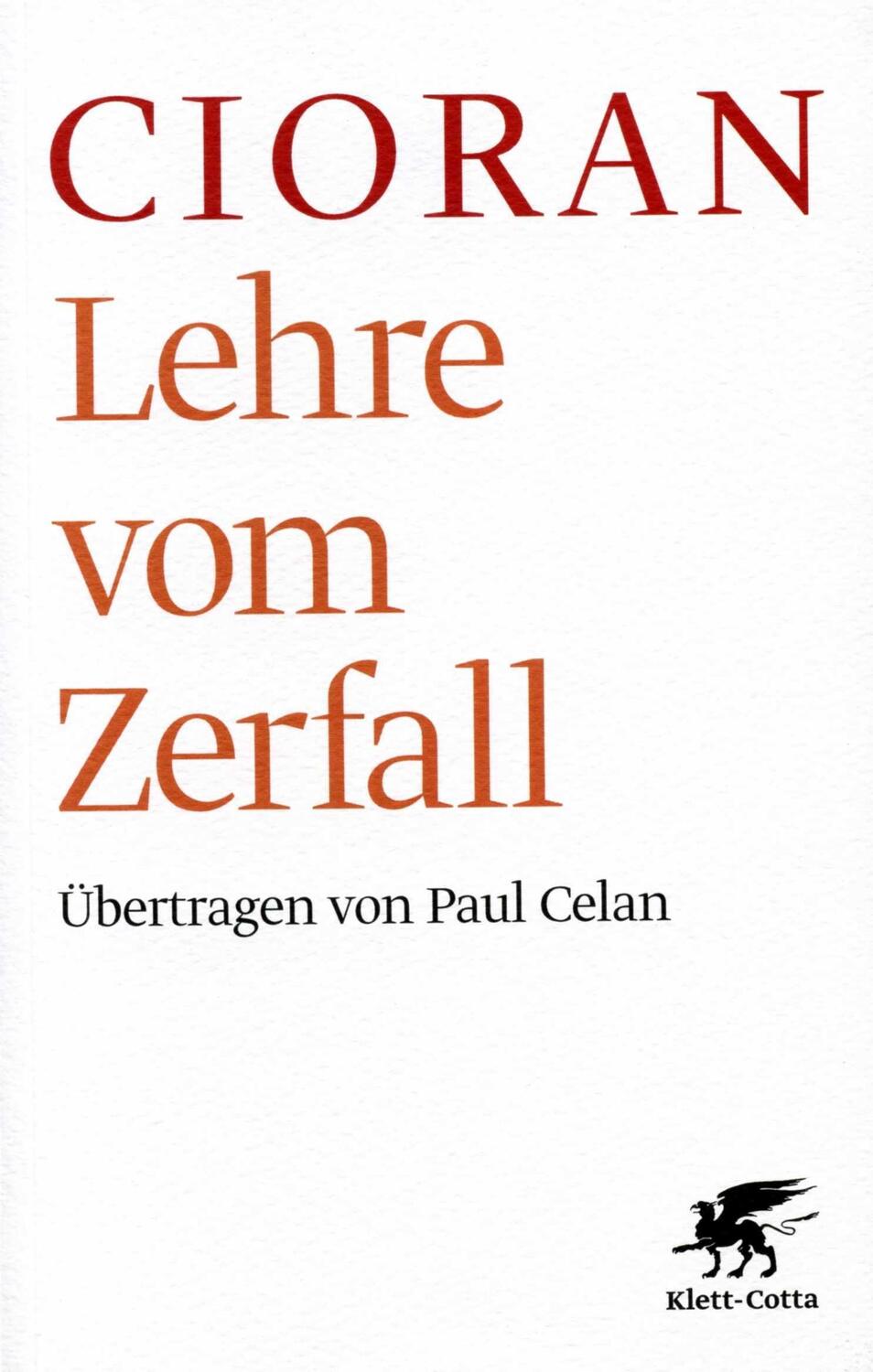 Cover: 9783608938890 | Lehre vom Zerfall | Emile M Cioran | Taschenbuch | Deutsch | 2009