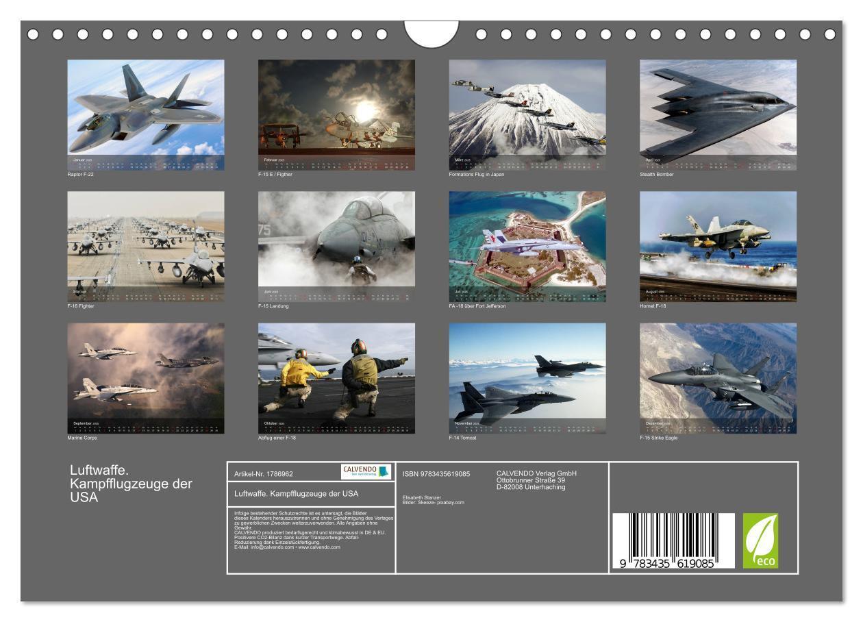 Bild: 9783435619085 | Luftwaffe. Kampfflugzeuge der USA (Wandkalender 2025 DIN A4 quer),...