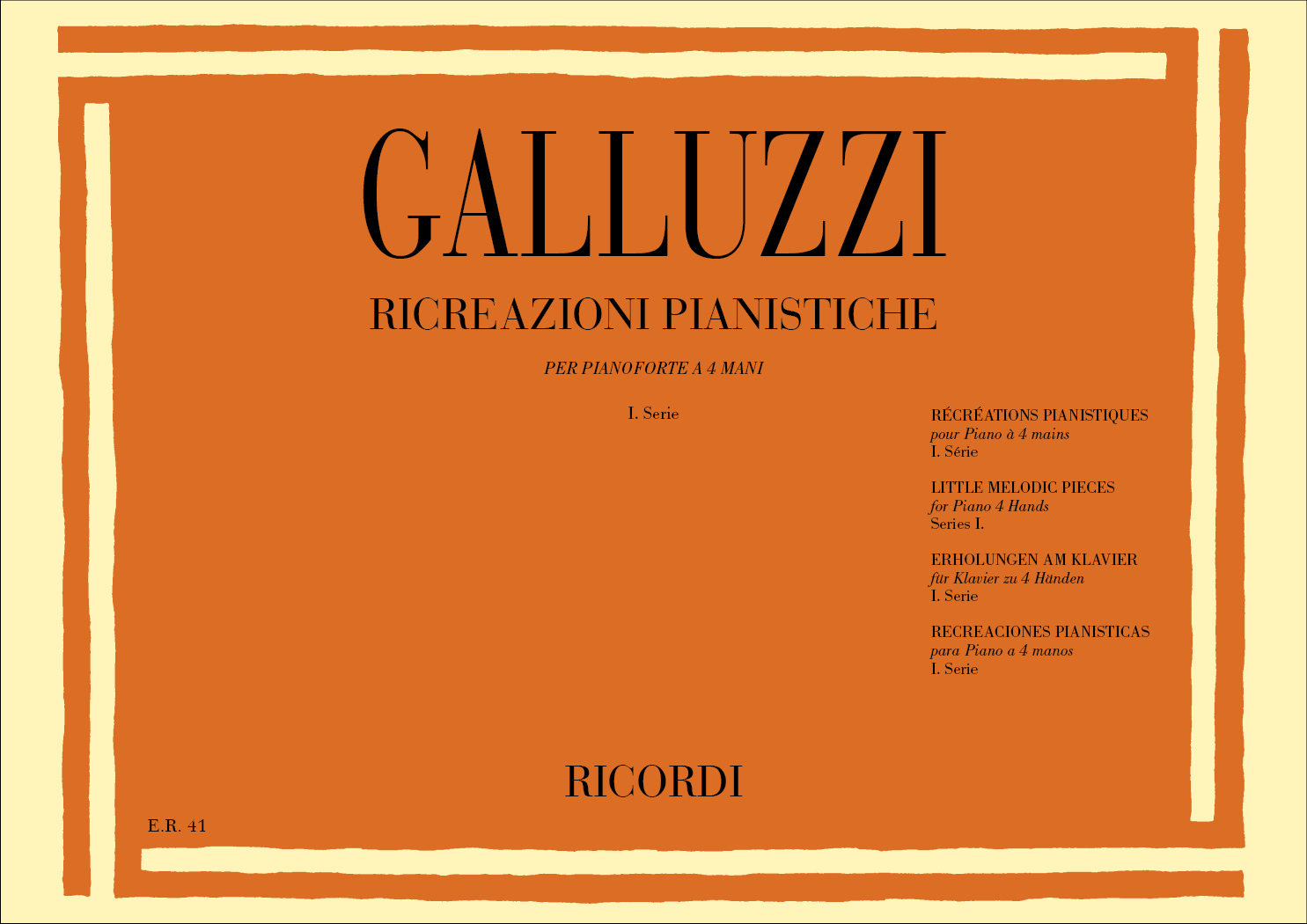 Cover: 9790041800417 | Ricreazioni Pianistiche. I Serie | Giuseppe Galluzzi | Buch | Ricordi