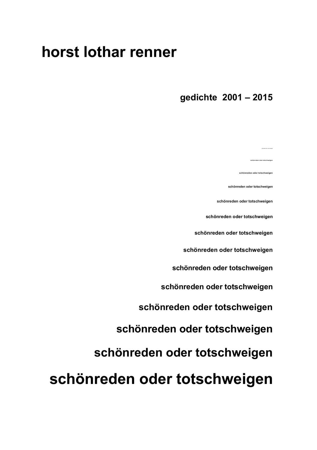 Cover: 9783868709452 | schönreden oder totschweigen | Horst Lothar Renner | Taschenbuch