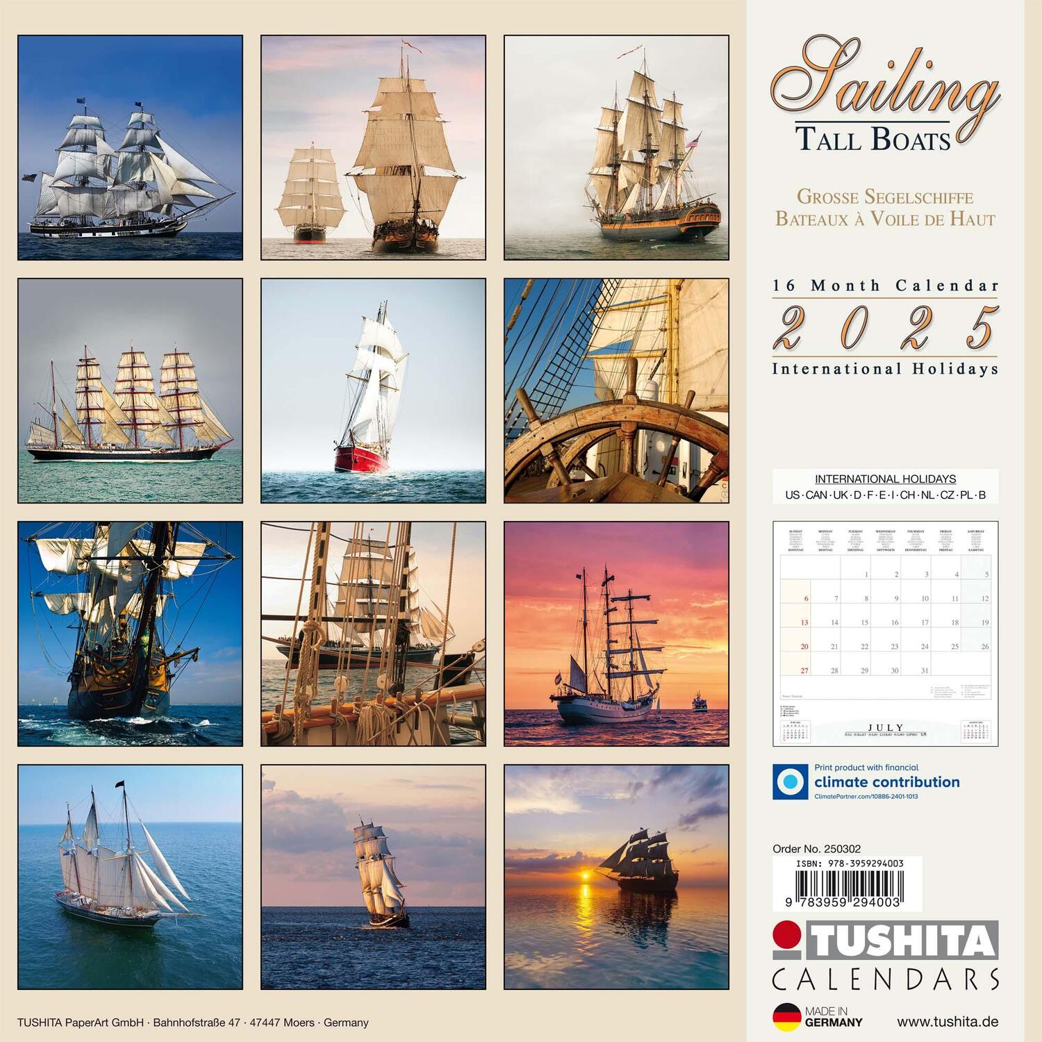 Rückseite: 9783959294003 | Sailing tall Boats 2025 | Kalender 2025 | Kalender | Wonderful World