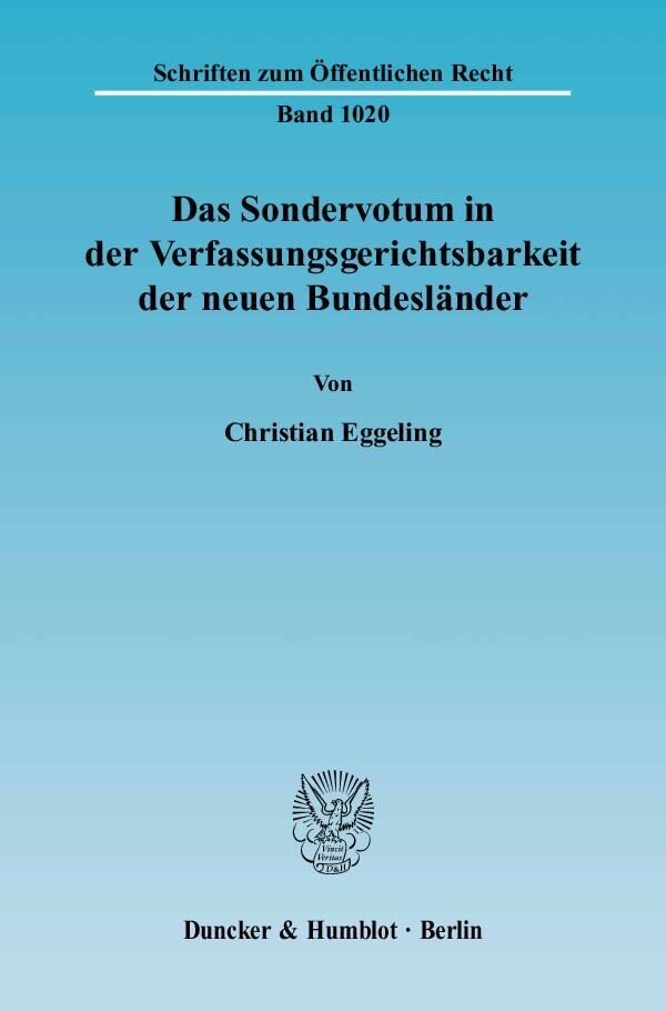 Cover: 9783428119103 | Das Sondervotum in der Verfassungsgerichtsbarkeit der neuen...