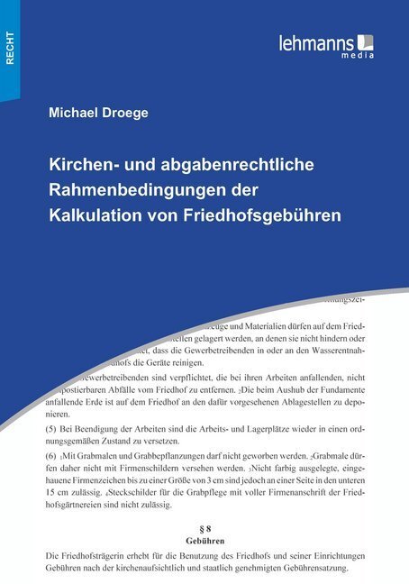 Cover: 9783965431300 | Kirchen- und abgabenrechtliche Rahmenbedingungen der Kalkulation...