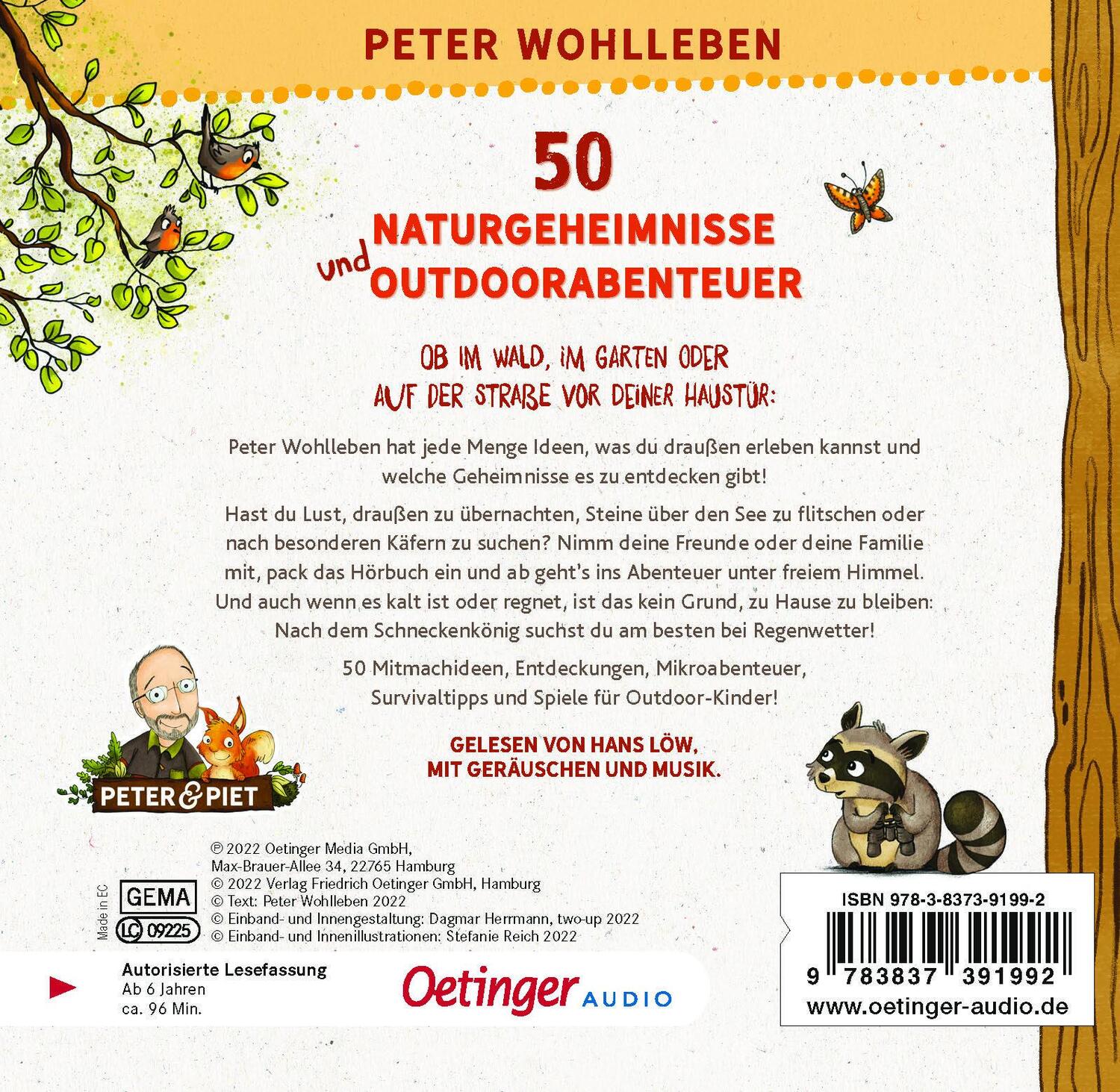 Rückseite: 9783837391992 | 50 Naturgeheimnisse und Outdoorabenteuer | Peter Wohlleben | Audio-CD