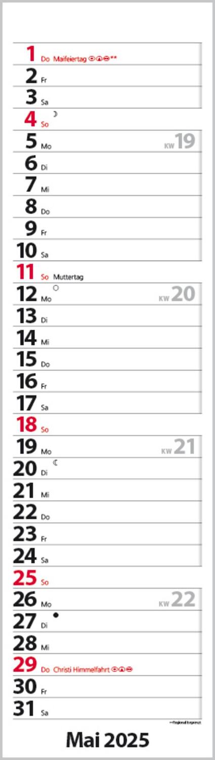 Bild: 9783731882732 | Streifenplaner Mini Rot 2025 | Verlag Korsch | Kalender | 13 S. | 2025