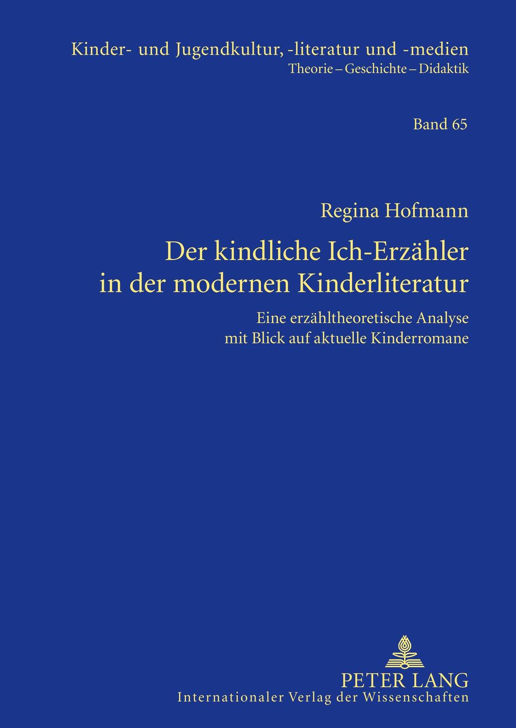 Cover: 9783631596753 | Der kindliche Ich-Erzähler in der modernen Kinderliteratur | Hofmann
