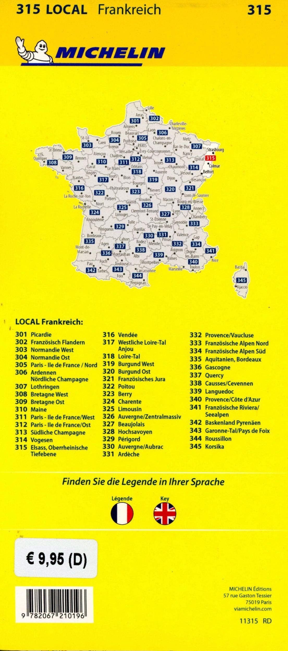 Bild: 9782067210196 | Michelin Localkarte Elsass Oberrheinische Tiefebene 1 : 150 000 | 1 S.