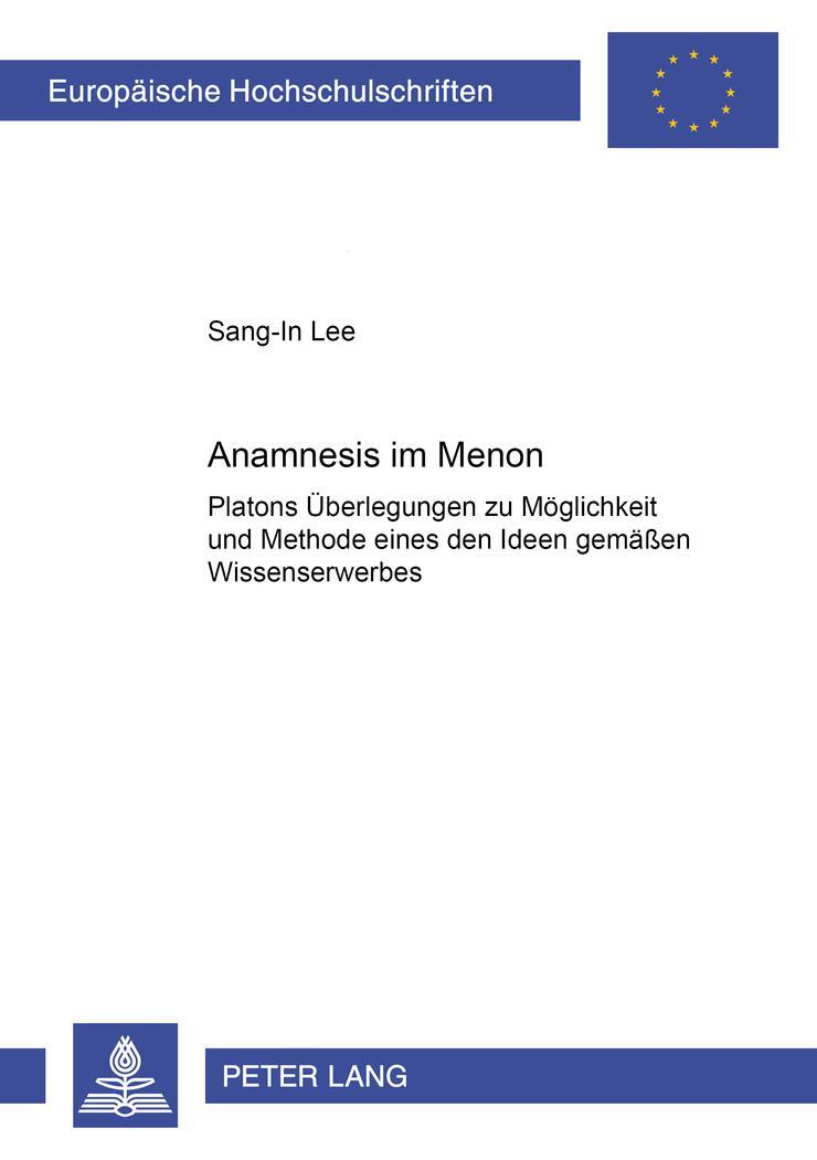 Cover: 9783631373767 | Anamnesis im «Menon» | Taschenbuch | Paperback | Deutsch | 2000