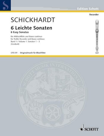 Cover: 9790001099776 | 6 Leichte Sonaten - 6 Easy Sonatas Vol. 1 | Schickhardt | Buch