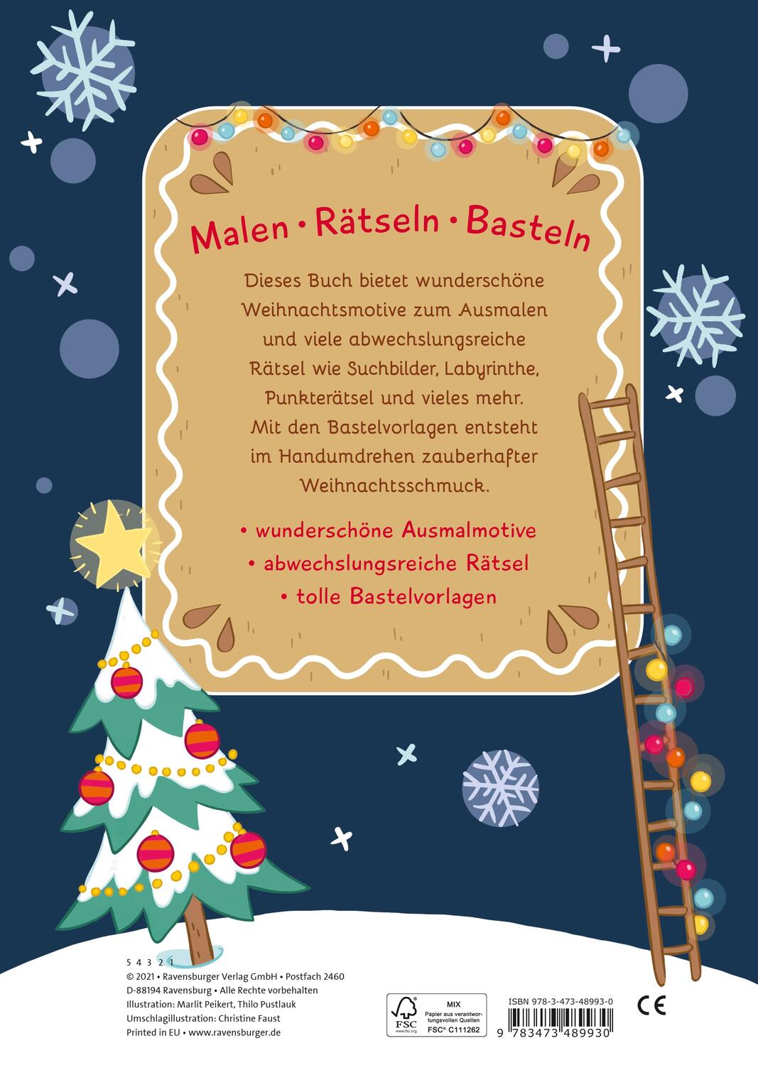 Rückseite: 9783473489930 | Malen - Rätseln - Basteln: Weihnachten | Taschenbuch | 128 S. | 2021
