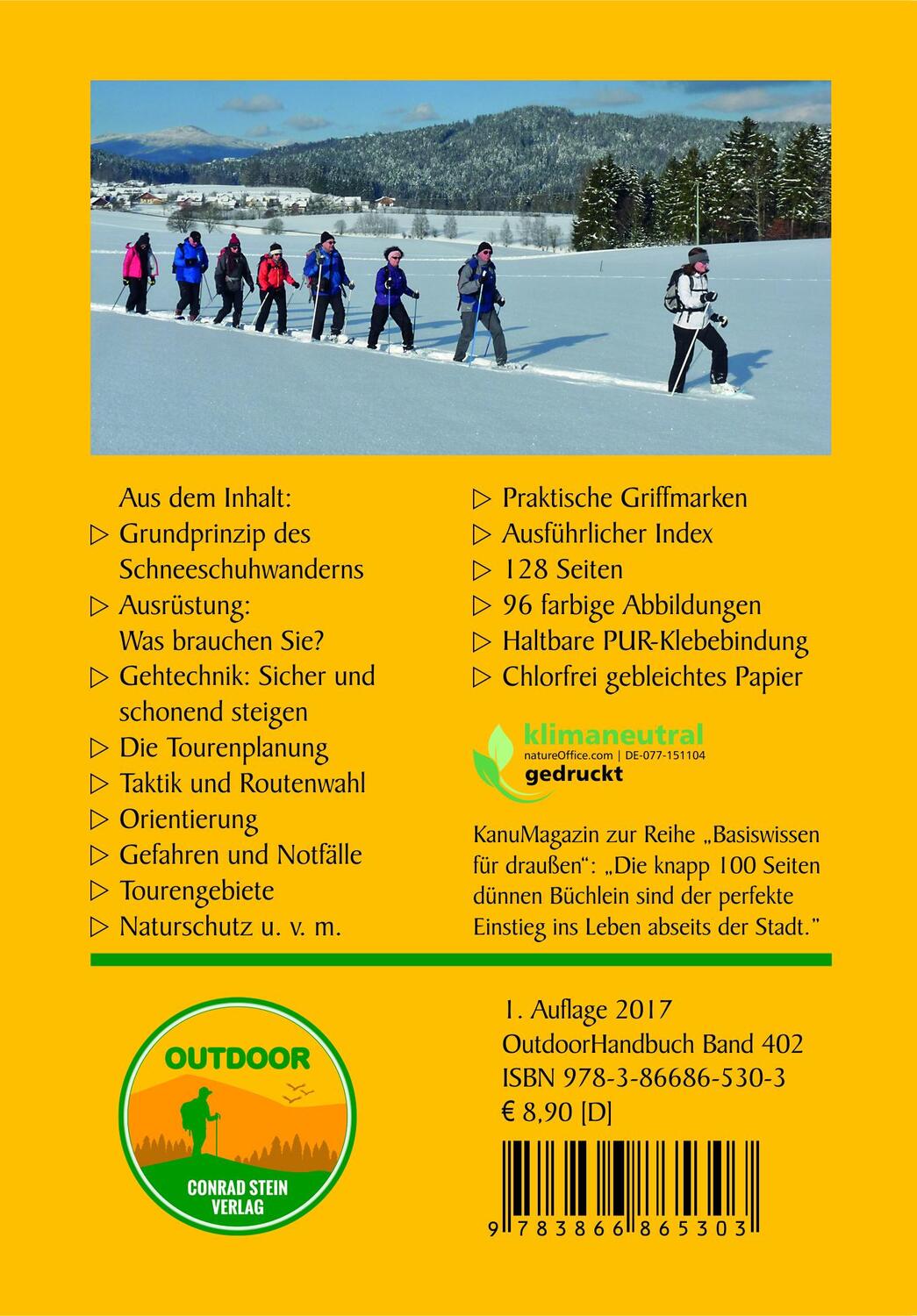 Rückseite: 9783866865303 | Schneeschuhwandern | Ausrüstung · Planung · Technik | Andreas Happe