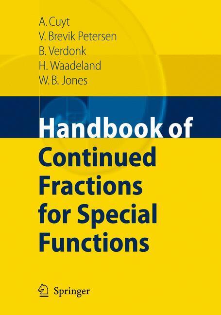 Cover: 9781402069482 | Handbook of Continued Fractions for Special Functions | Buch | xvi