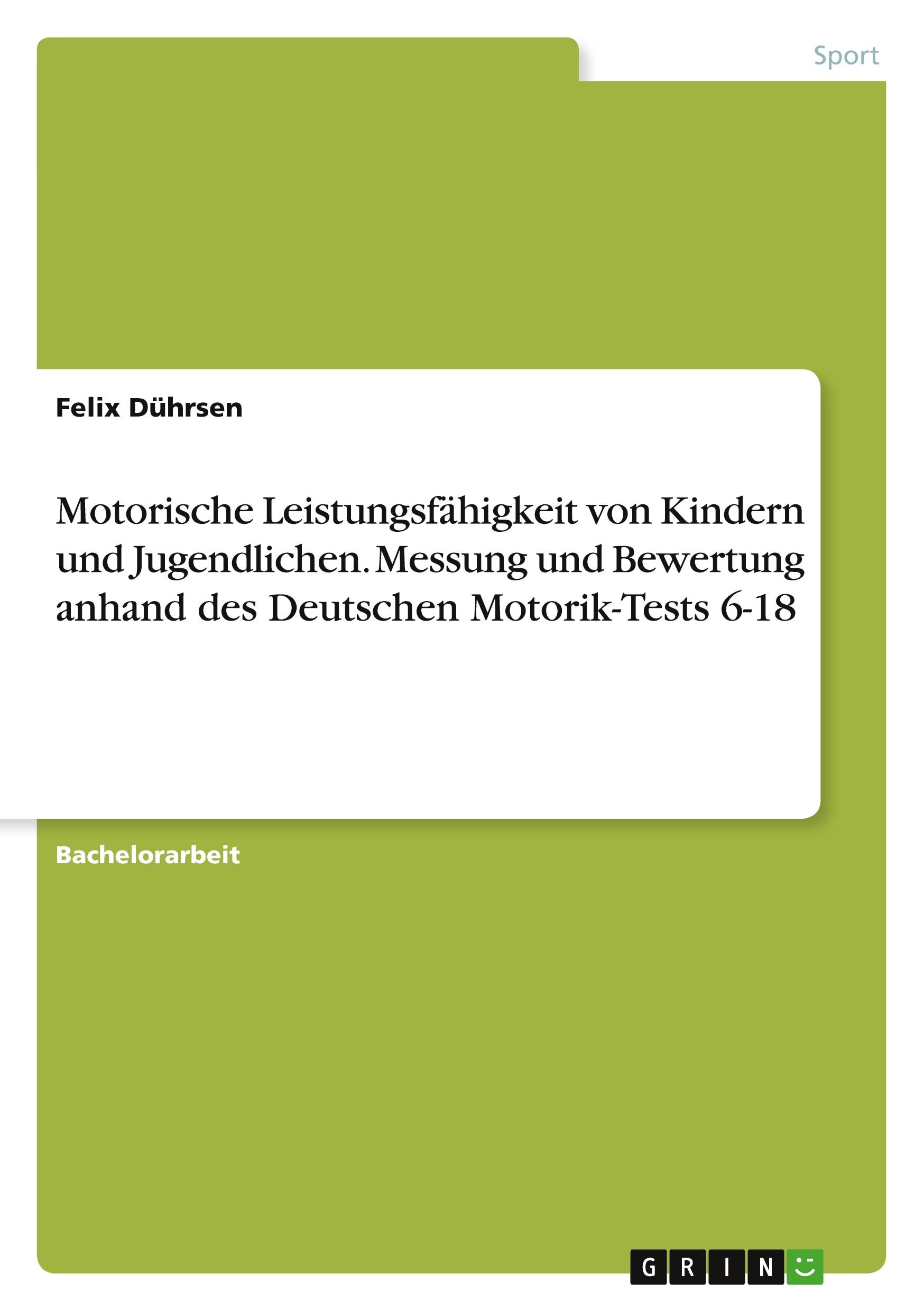 Cover: 9783346101822 | Motorische Leistungsfähigkeit von Kindern und Jugendlichen. Messung...