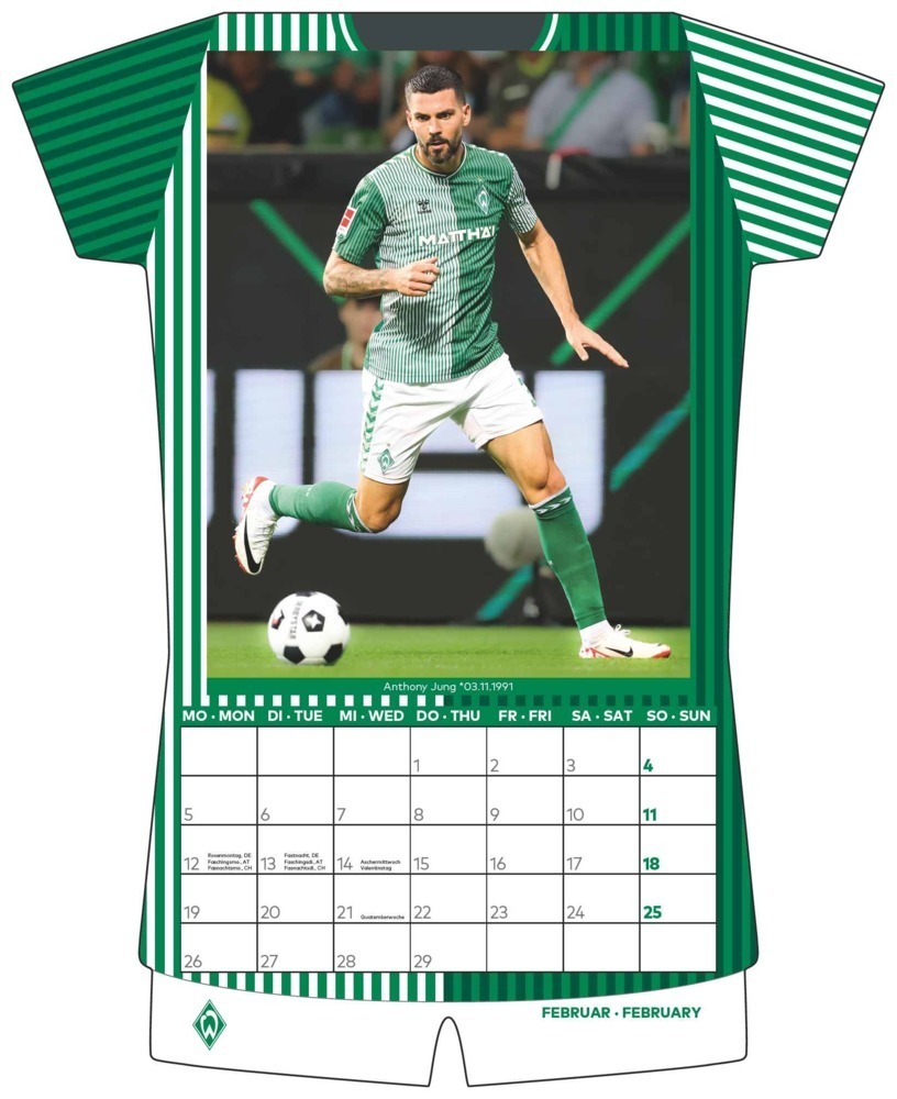 Bild: 4002725987358 | Werder Bremen 2024 - Trikotkalender - Fan-Kalender -...