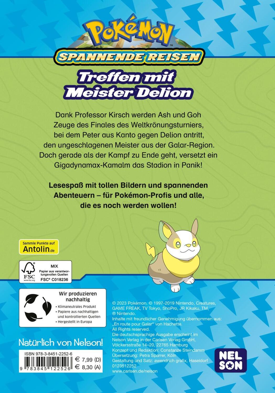 Rückseite: 9783845122526 | Pokémon Lesebuch: Spannende Reisen: Treffen mit Meister Delion | Buch