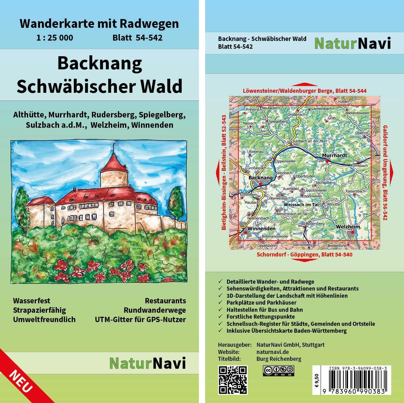 Cover: 9783960990383 | Backnang - Schwäbischer Wald 1 : 25 000, Blatt 54-542 | (Land-)Karte