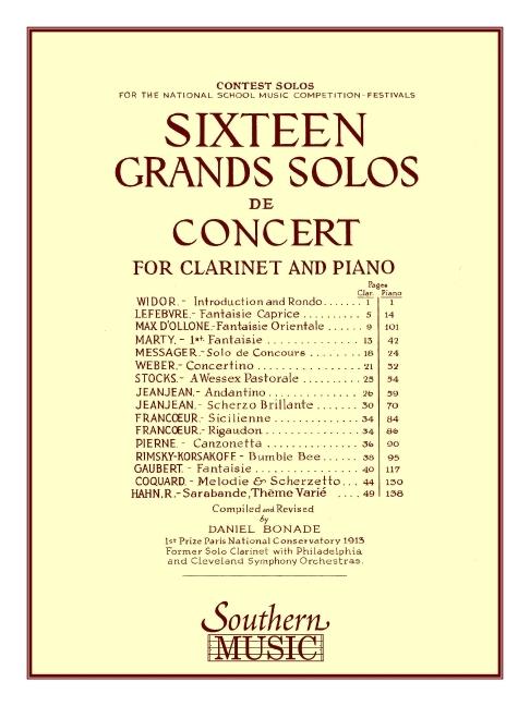 Cover: 9781581060560 | 16 Grand Solos de Concert | Clarinet with Piano | Daniel Bonade | Buch