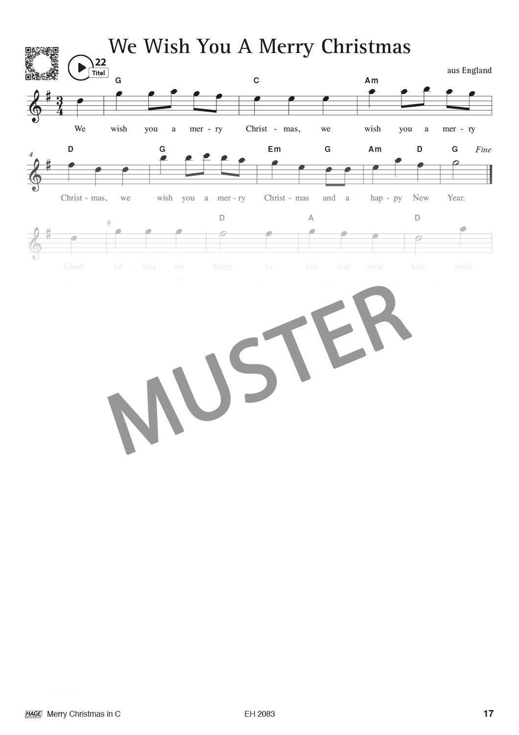 Bild: 9783866265196 | Merry Christmas für C-Instrumente (Querflöte, Oboe) | Hage Musikverlag