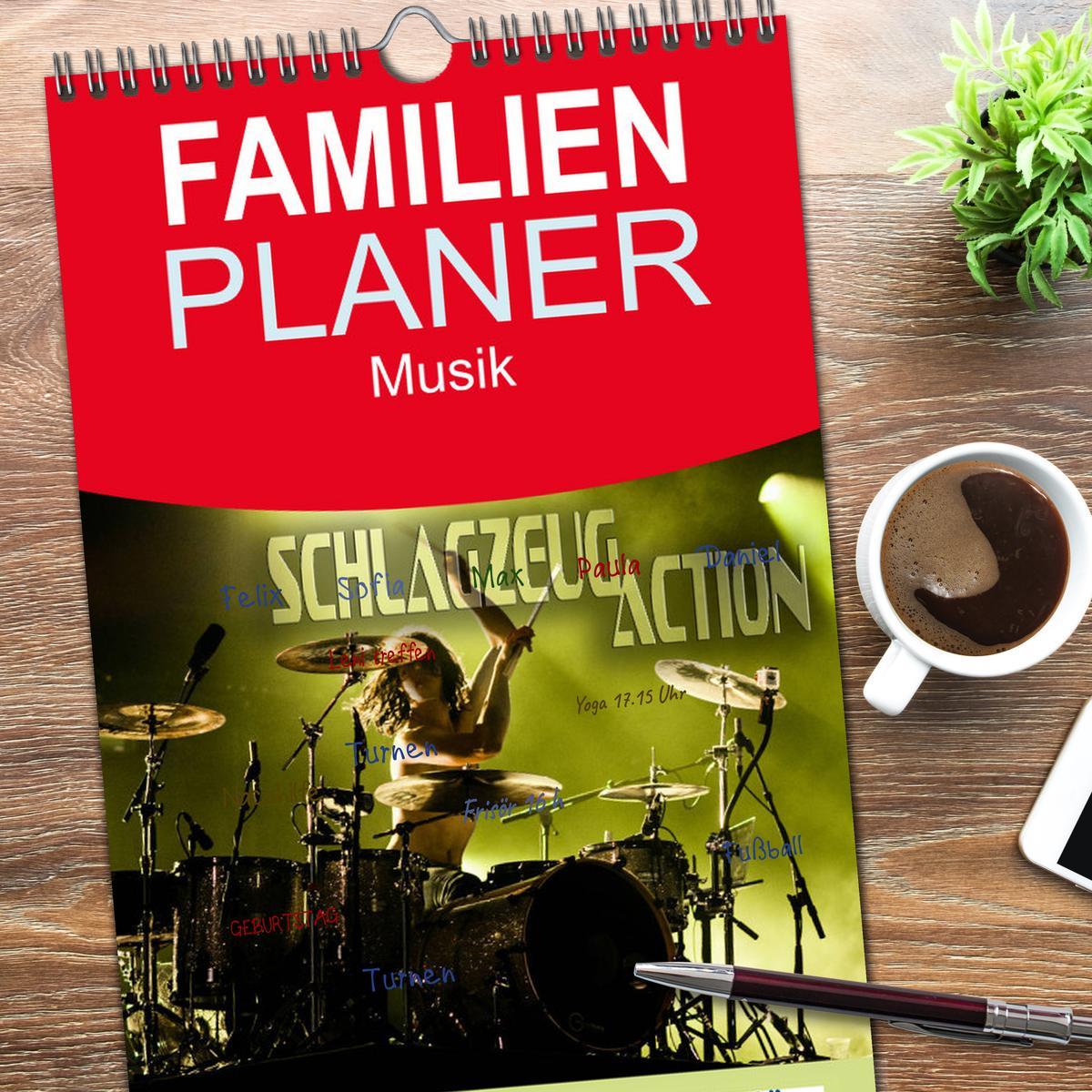 Bild: 9783457108741 | Familienplaner 2025 - Schlagzeug Action mit 5 Spalten...