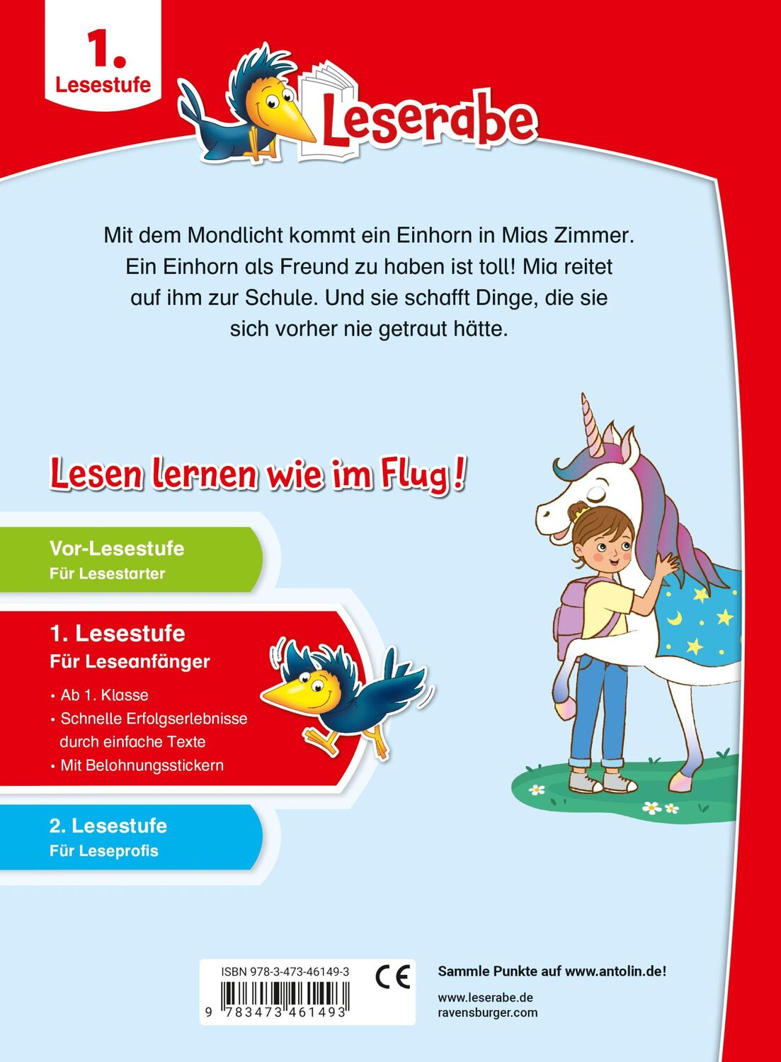 Rückseite: 9783473461493 | Mein Freund, das Einhorn - Leserabe ab 1. Klasse - Erstlesebuch für...