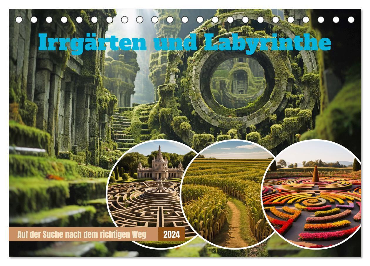 Cover: 9783383681806 | Irrgärten und Labyrinthe (Tischkalender 2024 DIN A5 quer), CALVENDO...