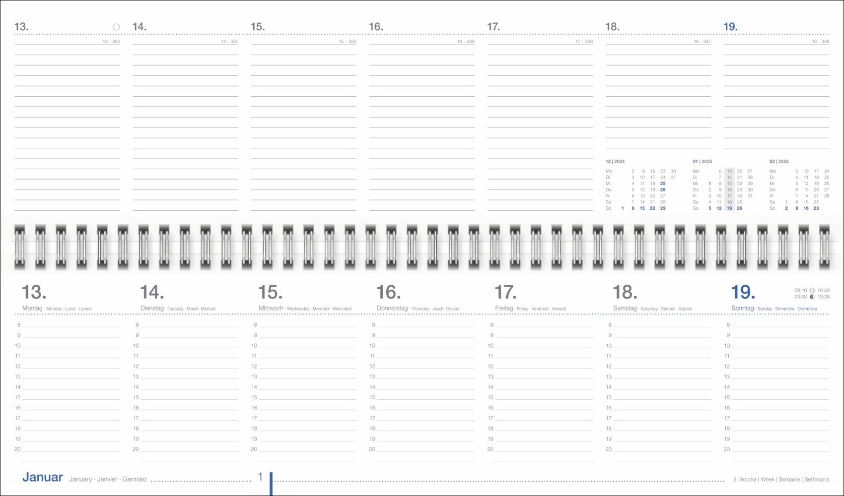 Bild: 9783756406494 | Wochenquerplaner, anthrazit 2025 | Kalender | Spiralbindung | 128 S.