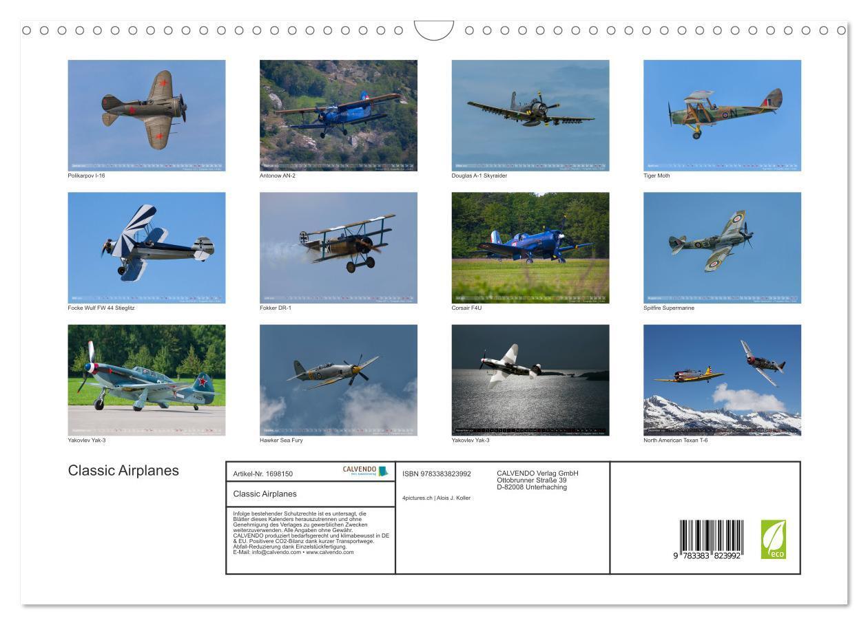 Bild: 9783383823992 | Classic Airplanes (Wandkalender 2025 DIN A3 quer), CALVENDO...