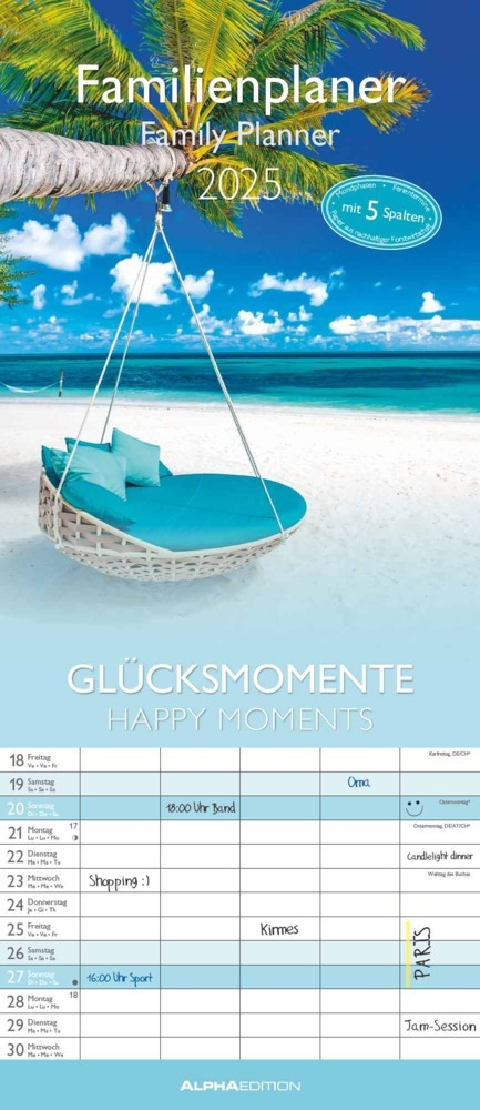 Cover: 4251732341404 | Alpha Edition - Glücksmomente 2025 Familienplaner, 19,5x45cm,...