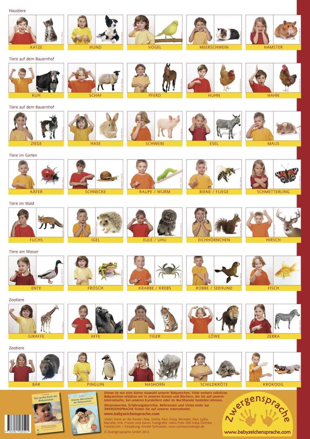Cover: 9783981580501 | Babyzeichen-Plakat: Tierzeichen | 40 Gebärden für Tiere | Vivian König