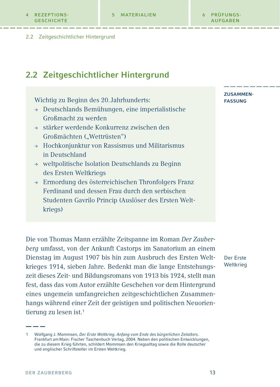 Bild: 9783804419421 | Der Zauberberg. Textanalyse und Interpretation | Thomas Mann | Buch