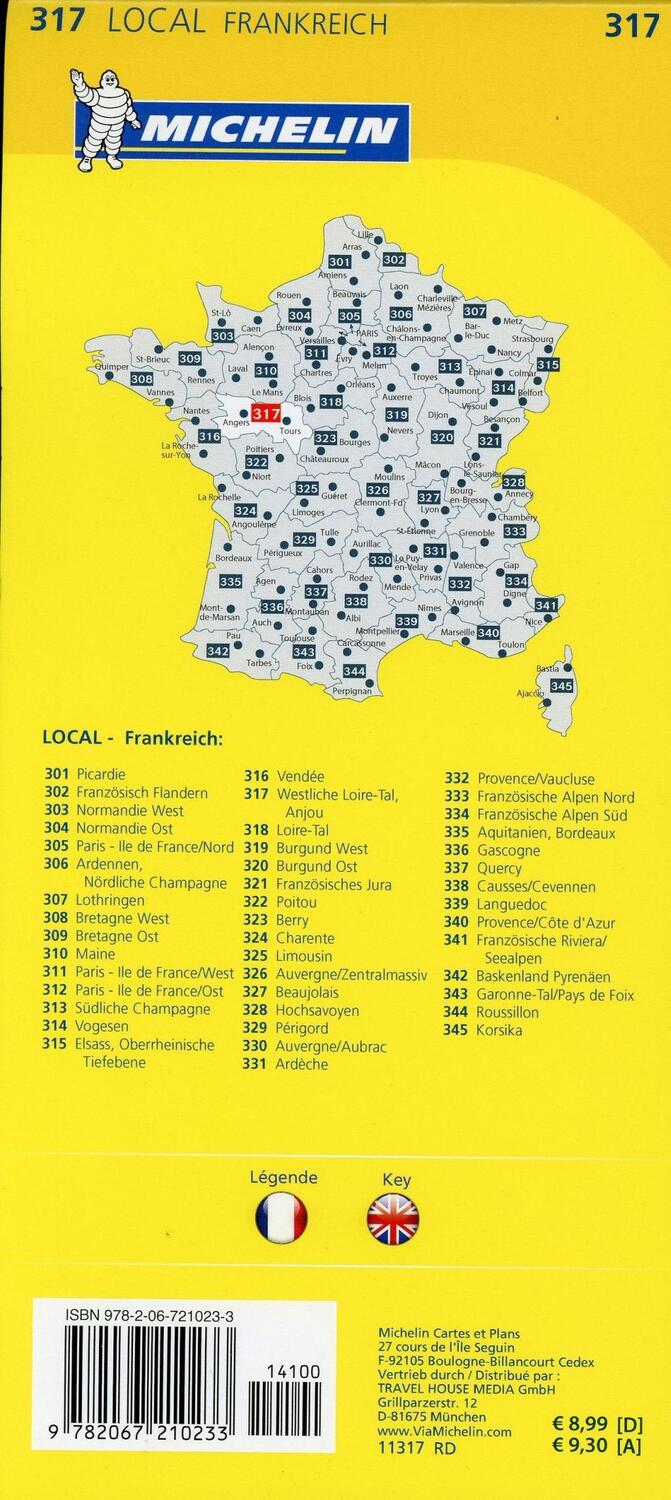 Bild: 9782067210233 | Michelin Westliches Loiretal - Anjou | Michelin | (Land-)Karte | 2016