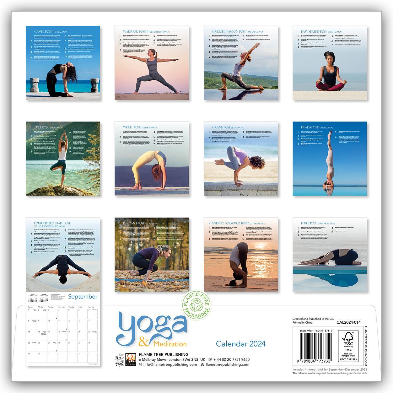 Rückseite: 9781804173732 | Yoga &amp; Meditation Wall Calendar 2024 (Art Calendar) | Kalender | 14 S.
