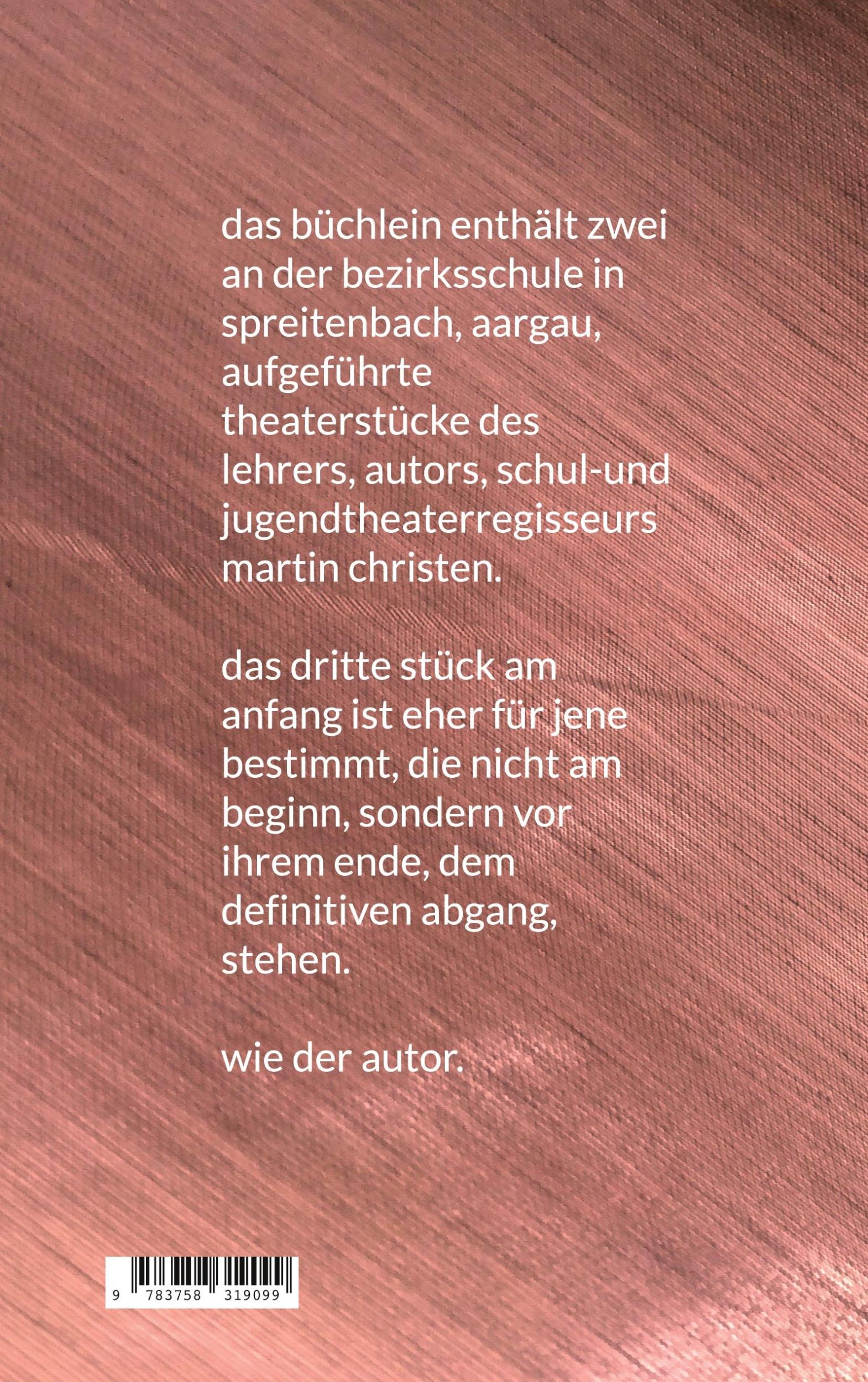 Rückseite: 9783758319099 | Stücke 1-3 | Theaterstücke. Für Jugendliche und Erwachsene. | Christen