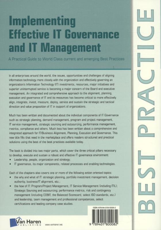 Rückseite: 9789401800082 | Implementing Effective IT Governance and IT Management | ged J Selig