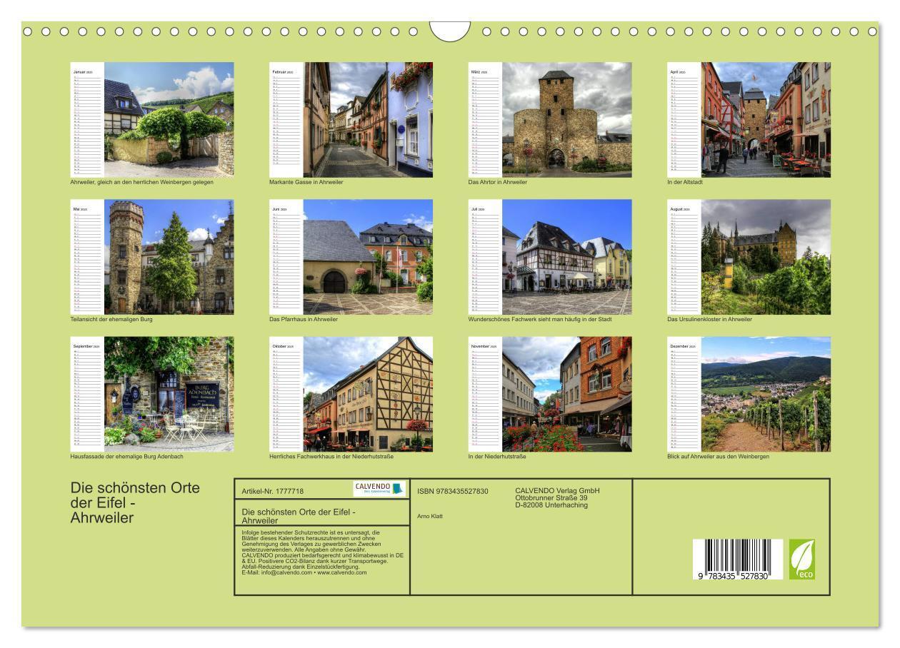 Bild: 9783435527830 | Die schönsten Orte der Eifel - Ahrweiler (Wandkalender 2025 DIN A3...