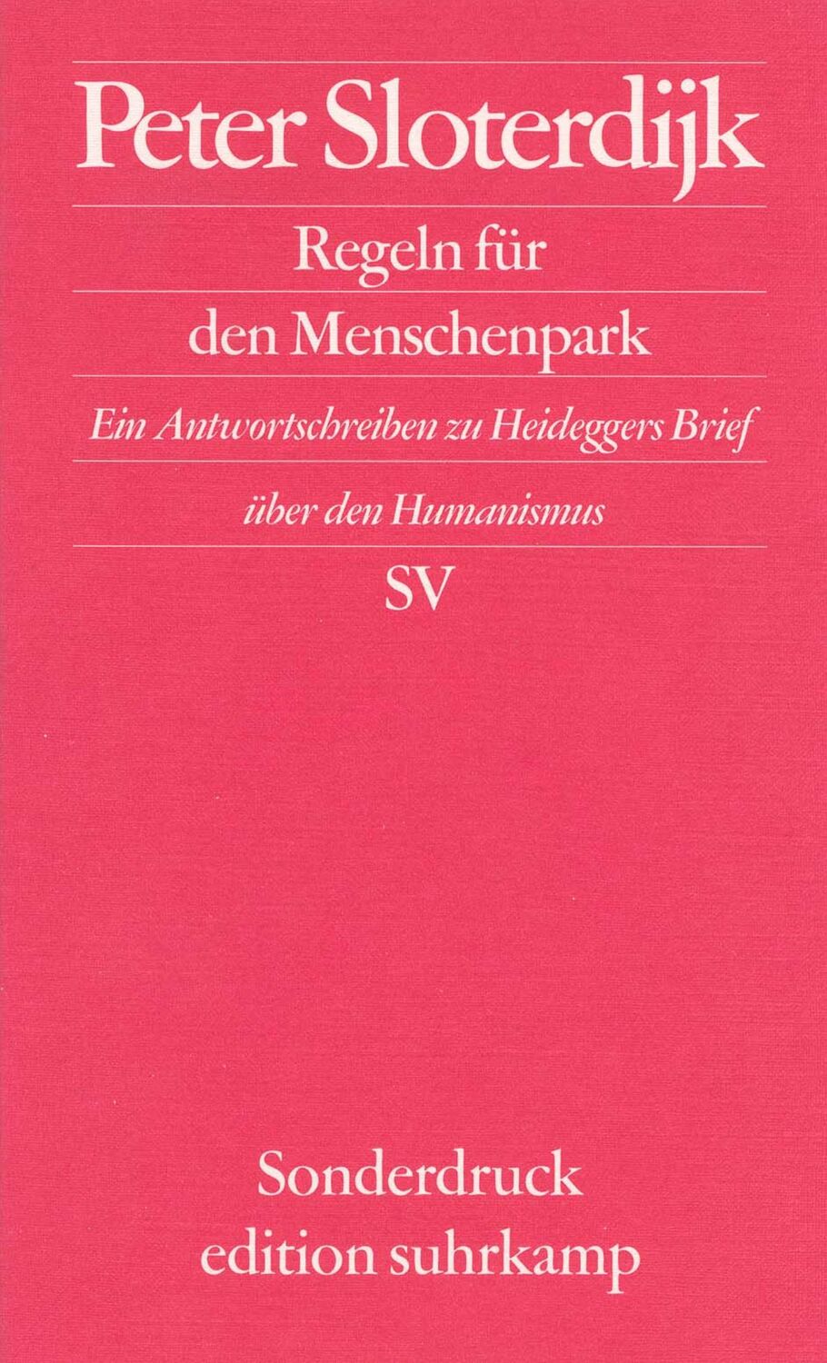 Cover: 9783518065822 | Regeln für den Menschenpark | Peter Sloterdijk | Taschenbuch | 64 S.