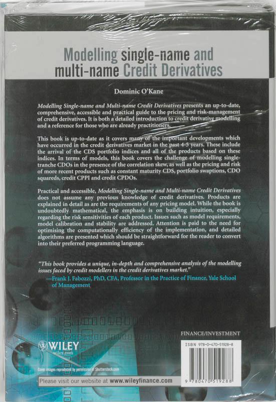 Rückseite: 9780470519288 | Modelling Single-name and Multi-name Credit Derivatives | O'Kane