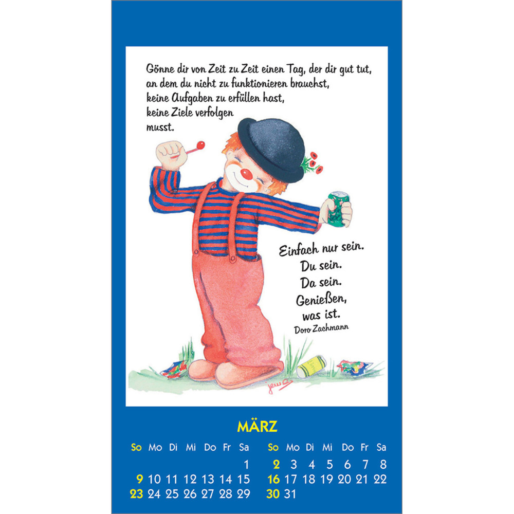 Bild: 9783754893654 | Kleine Clown-Grüße 2025 | Aufkleber-Kalender mit Clown-Motiven | 14 S.